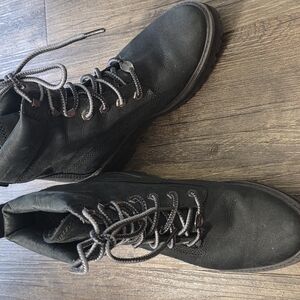 Timberland Black Combat Moto Boots Lace-Up Style